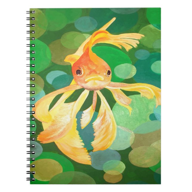 Fantail Goldfish With Green Bubbles Vector Notebook (Front)