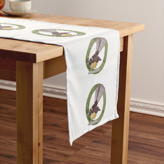 Fantail New Zealand Bird Short Table Runner (In Situ)