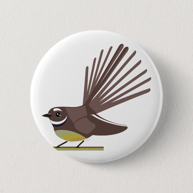 Fantail New Zealand bird Vector 2 Inch Round Button (Front)