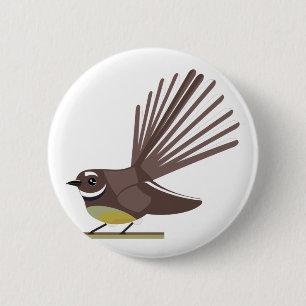 Fantail New Zealand bird Vector 2 Inch Round Button