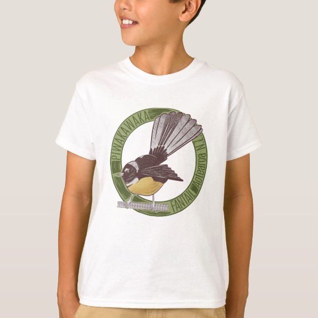 Fantail New Zealand Native Bird Aotearoa NZ T-Shirt (Front)