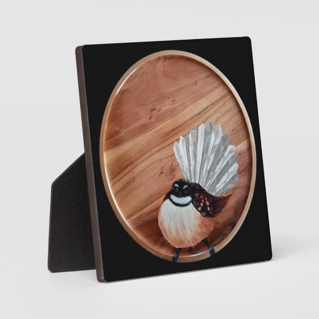 Fantail Painting on Wood Print Plaque (Front)