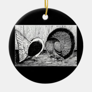 Fantail Pair Ceramic Ornament