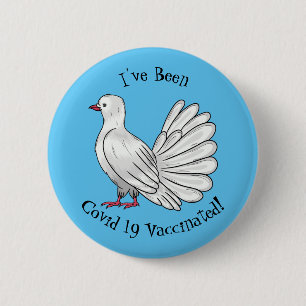 Fantail pigeon bird cartoon illustration 2 inch round button