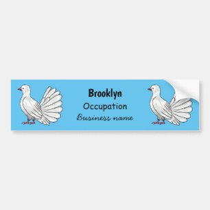 Fantail pigeon bird cartoon illustration bumper sticker