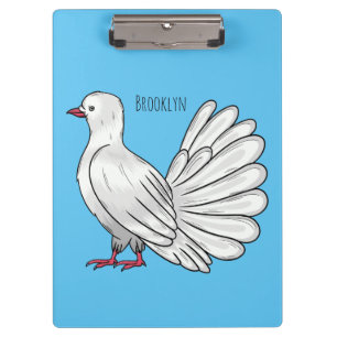 Fantail pigeon bird cartoon illustration  clipboard