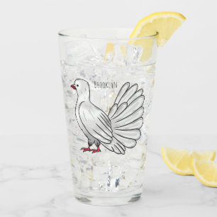 Fantail pigeon bird cartoon illustration  glass