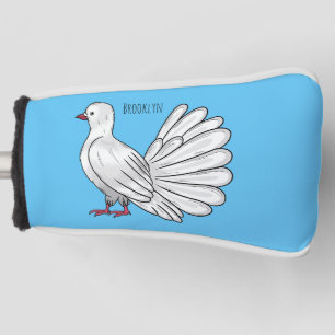 Fantail pigeon bird cartoon illustration golf head cover