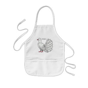 Fantail pigeon bird cartoon illustration  kids apron