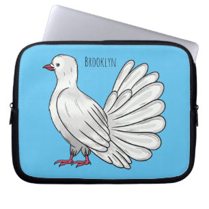 Fantail pigeon bird cartoon illustration laptop sleeve