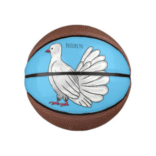 Fantail pigeon bird cartoon illustration mini basketball