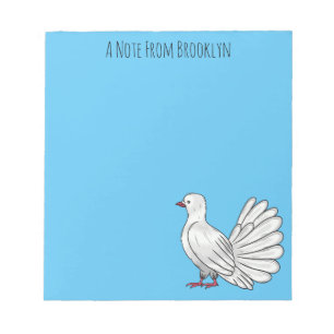 Fantail pigeon bird cartoon illustration notepad