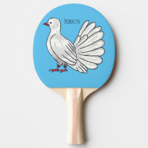 Fantail pigeon bird cartoon illustration ping pong paddle