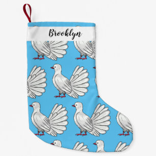 Fantail pigeon bird cartoon illustration small christmas stocking