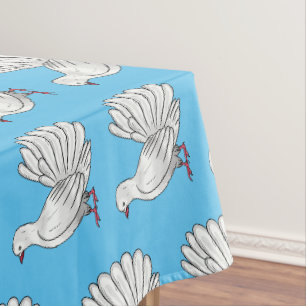 Fantail pigeon bird cartoon illustration  tablecloth