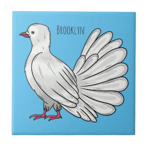 Fantail pigeon bird cartoon illustration tile