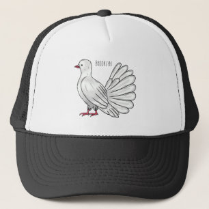 Fantail pigeon bird cartoon illustration trucker hat
