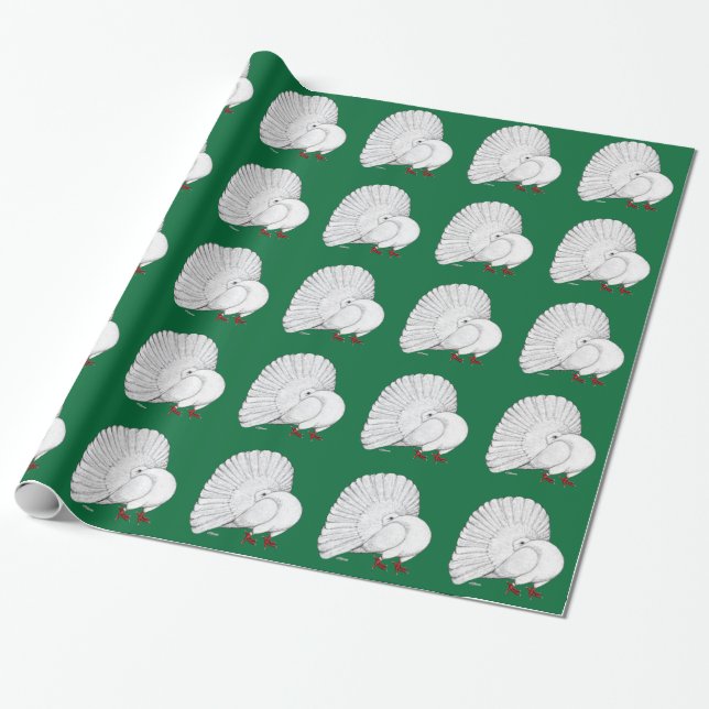 Fantail Pigeon White Wrapping Paper (Unrolled)