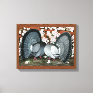 Fantail Pigeons Matched Pair Canvas Print
