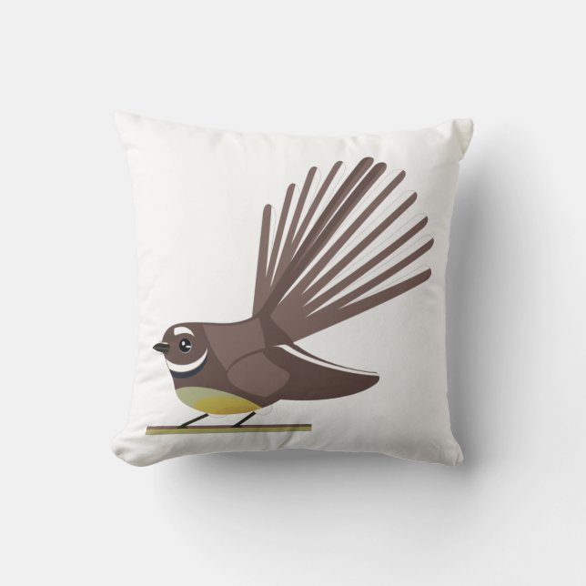 Fantail piwakawaka NZ BIRD Throw Pillow (Front)
