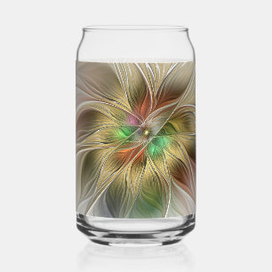 Fantaisie florale avec abstrait fractal moderne or