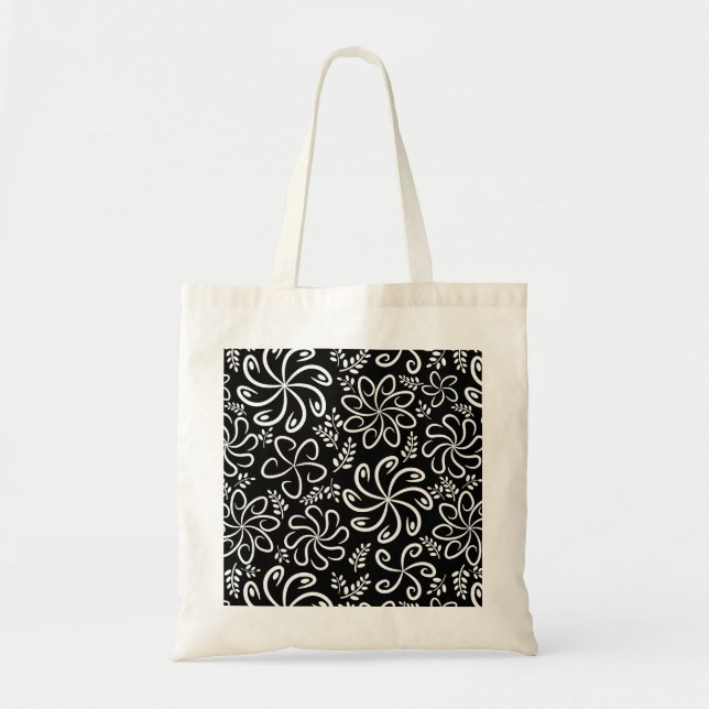 Fantaisie noir fleurs blanches Sac (Devant)