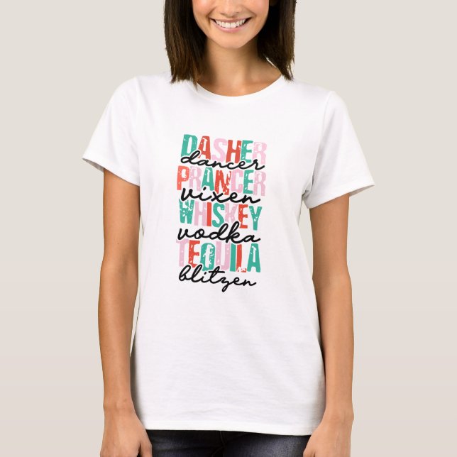 Fantaisie Reindeer et T-shirt Noël alcool (Devant)