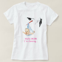 Fantaisie T-Shirt Stork portant bébé - Texte perso