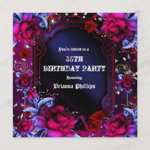 Fantasie Fleurie Roses Rouge Violet Invitation Bri