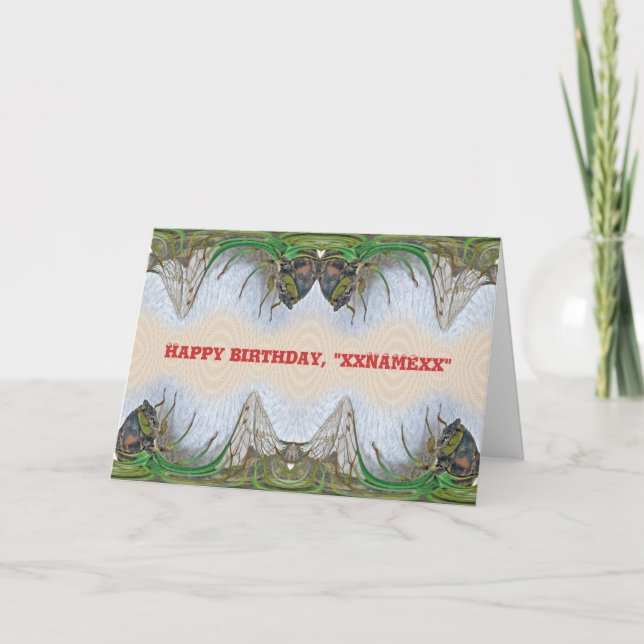 Fantasmagorical Cicada Birthday to Personalize Card (Front)