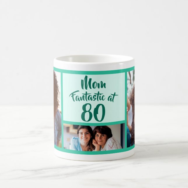 Fantastic at 80 Mom birthday photo collage Coffee Mug (Center)