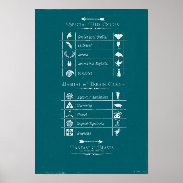 FANTASTIC BEASTS AND WHERE TO FIND THEM™Code Chart (Front)