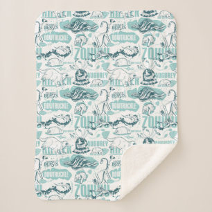 Fantastic Beasts Blue Pattern Sherpa Blanket