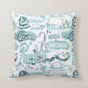 Fantastic Beasts Blue Pattern Throw Pillow