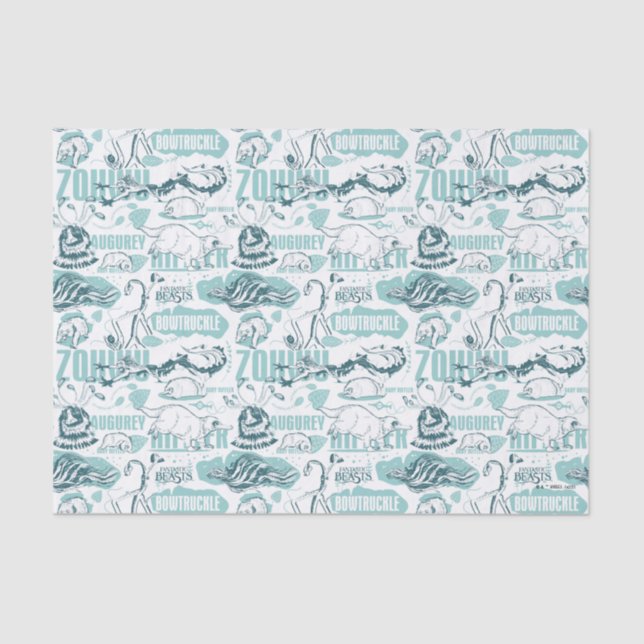 Fantastic Beasts Blue Pattern Tissue Paper (Front)