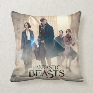 Fantastic Beasts City Fog Poster Throw Pillow