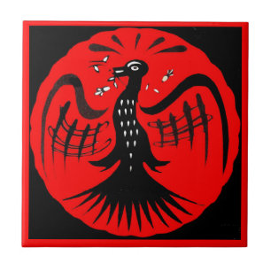 fantastic bird folk art bird Something super neato Tile