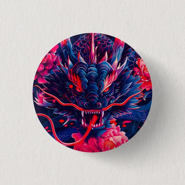 Fantastic Blossom Fury Dragon 1 Inch Round Button (Front)
