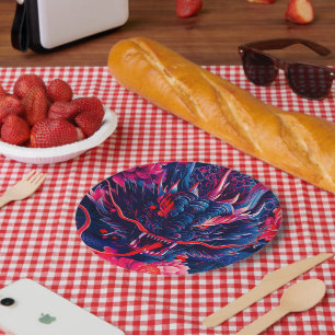 Fantastic Blossom Fury Dragon Paper Plate