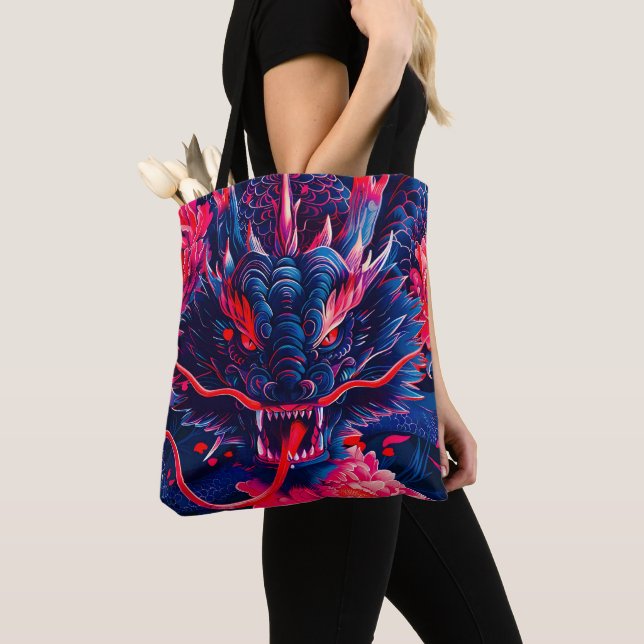 Fantastic Blossom Fury Dragon Tote Bag (Close Up)