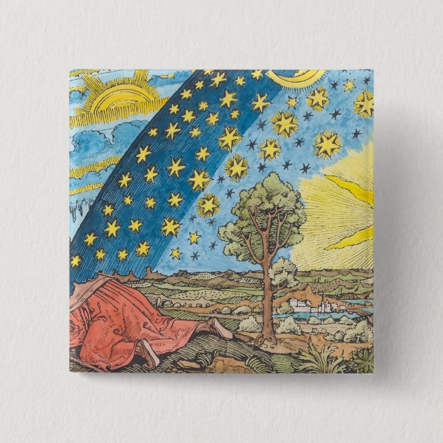 Fantastic Depiction of the Solar System 2 Inch Square Button (Front)