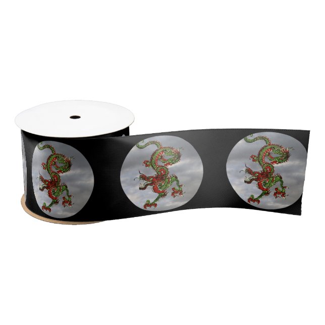 Fantastic Dragon Red and Green v9 Satin Ribbon (Spool)
