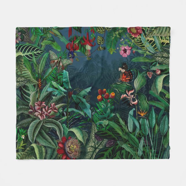 Fantastic Fabulous Midnight Rainforest Fleece Blanket (Front (Horizontal))