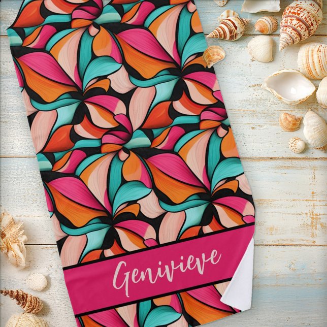 Fantastic Floral Pattern in Turquoise & Berry Beach Towel (Creator Uploaded)