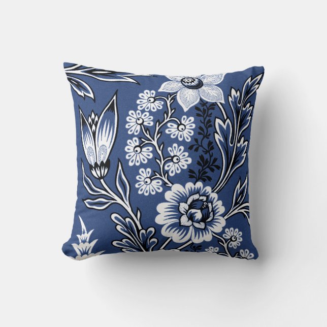Fantastic Flowers (Blue) Fine Art Throw Pillow (Front)