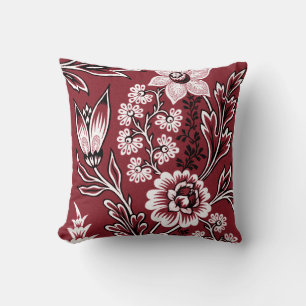 Fantastic Flowers (Maroon) Fine Art Throw Pillow