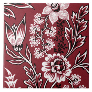 Fantastic Flowers (Maroon) Fine Art Tile