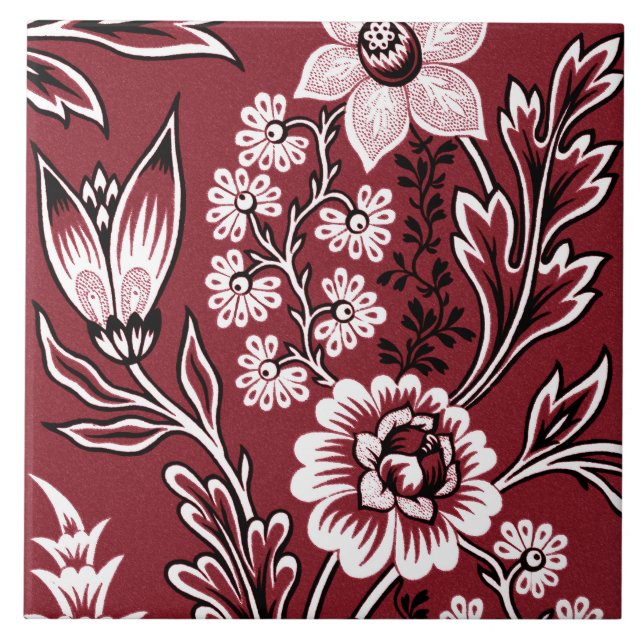 Fantastic Flowers (Maroon) Fine Art Tile (Front)