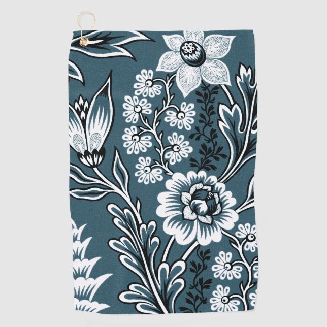 Fantastic Flowers (Slate Teal) Fine Art Golf Towel (Front)