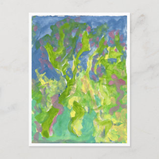 Fantastic forest with purple postcard